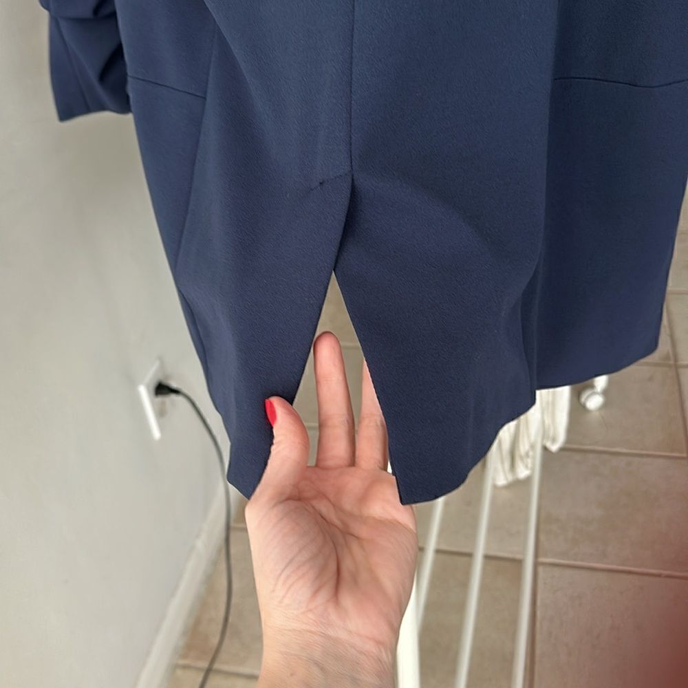 Anthropologie x Hutch Navy Blue Texture Block Open Front Blazer - Picture 9 of 12